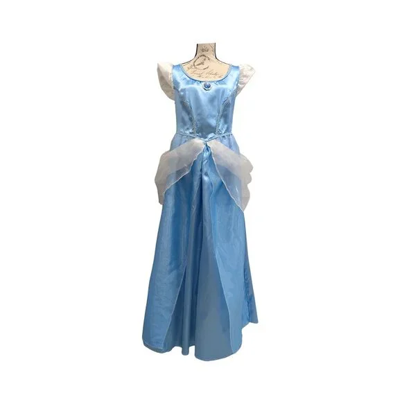 Disney Cinderella Princess Dress Costume Girls Large 12-14 Blue - Picture 2 of 8